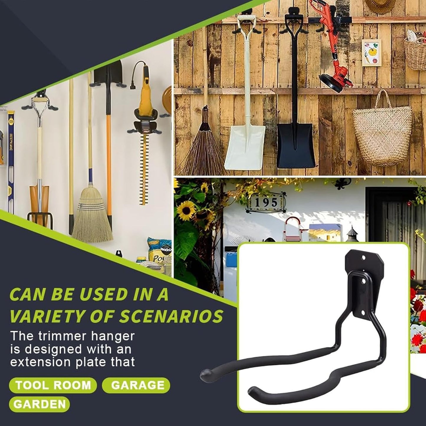 Garage Wall Hooks,Black Rustproof - Garden - Multipurpose Space-Saving