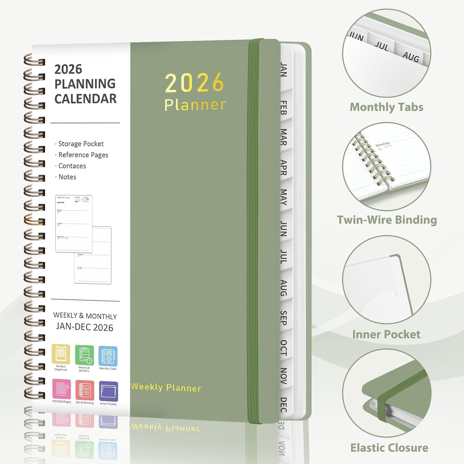 2026 Planner, Weekly and Monthly Calendar Academic Planner, Jan 2026 -