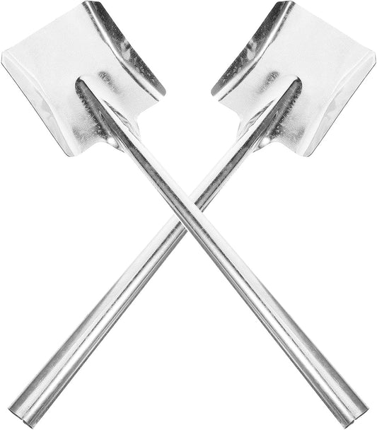 Milisten 2pcs Metal Coal Shovel and Small Soil Shovel Set, Flat-Head Metal Ash Scoop for Fireplace and Garden Use, Sturdy Household Dirt Loosening Tool for Indoor Outdoor Cleaning