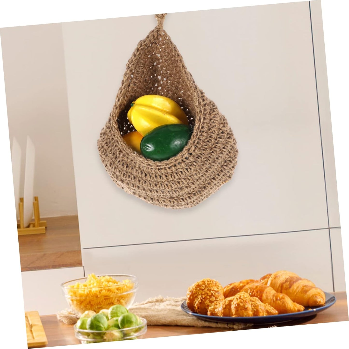 BESTOYARD Jute Hanging Basket for Wall Storage Teardrop Woven Planter 