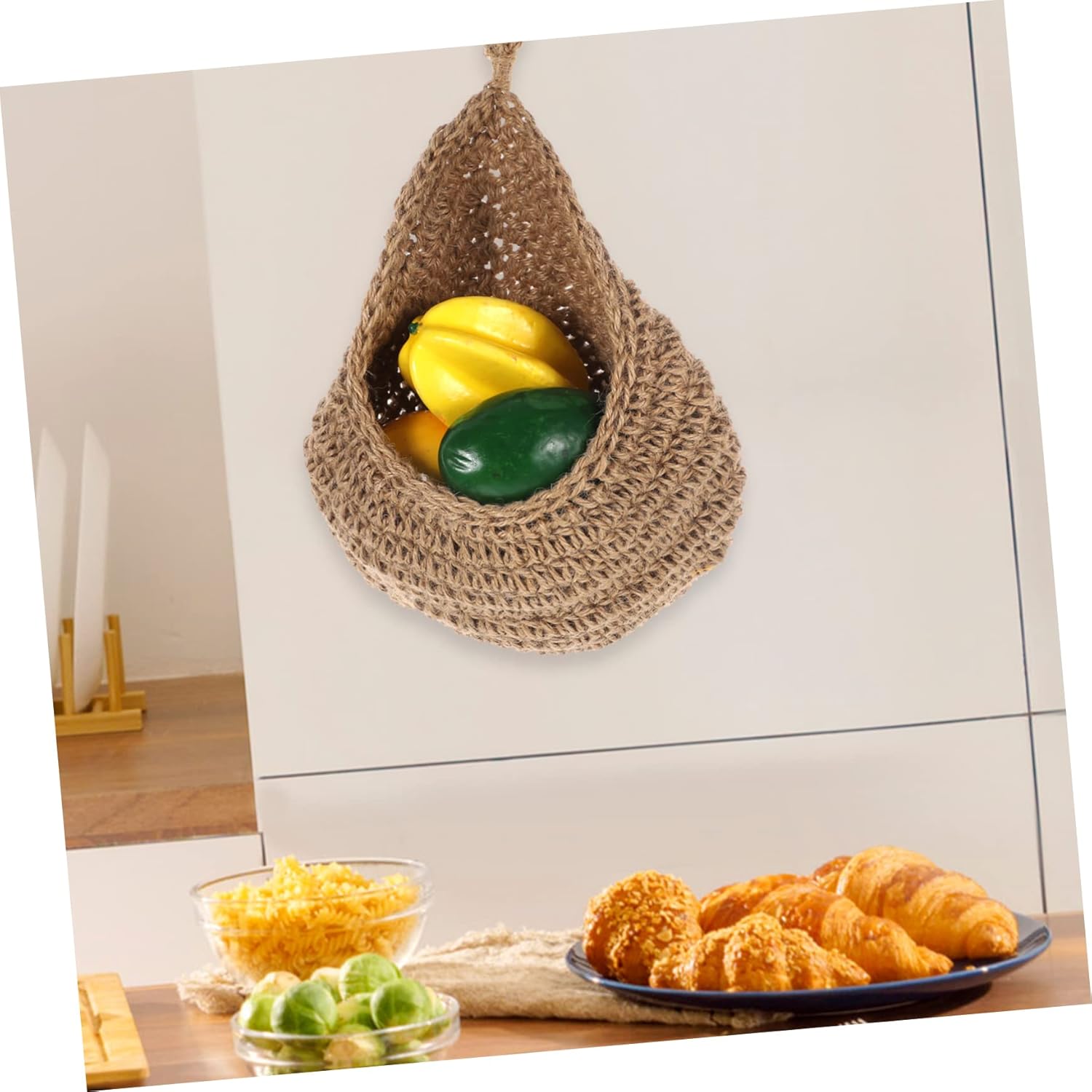 BESTOYARD Jute Hanging Basket for Wall Storage Teardrop Woven Planter 