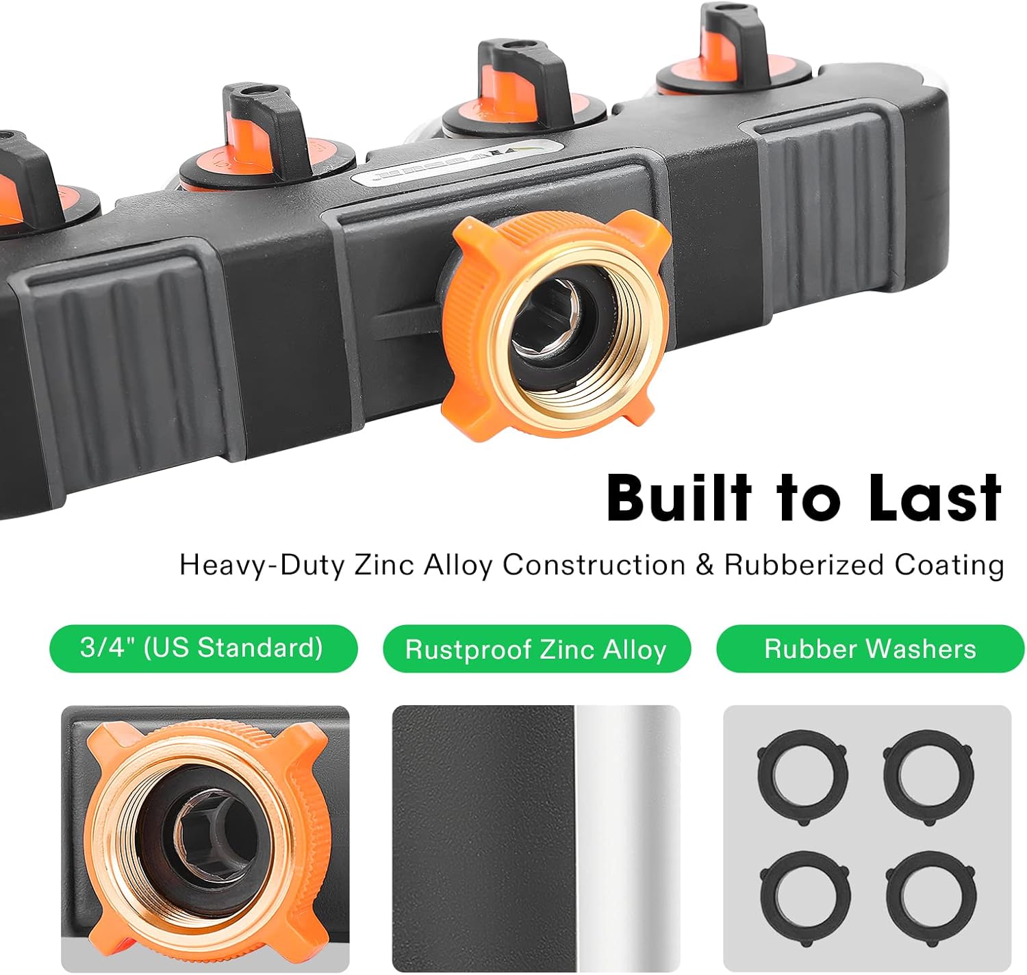 VIVOSUN Garden Hose Splitter 4 Way, Heavy Duty Water Hose Connector 3/