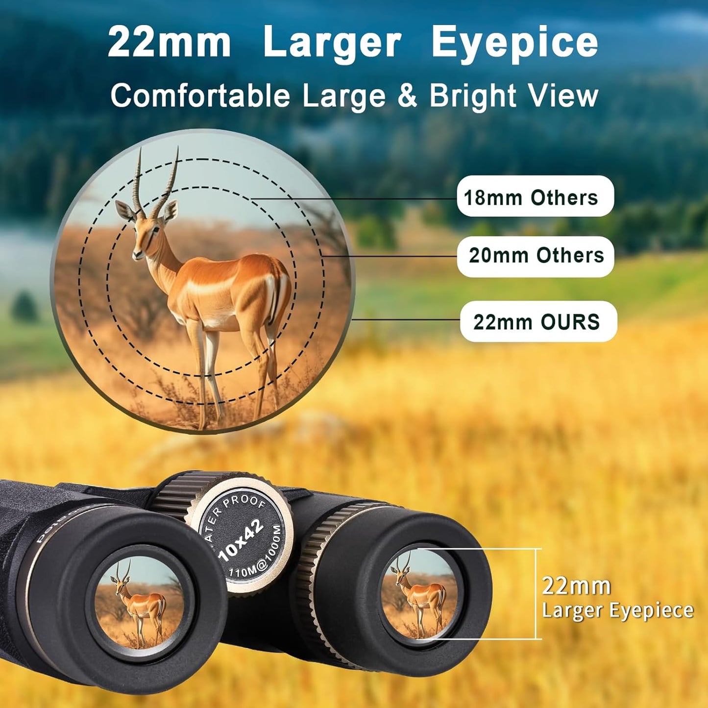 10x42 HD Binoculars for Adults High Powered with Phone Adapter and Tripod, Super Bright BAK4 Prism Waterproof Compact Binoculars for Bird Watching Hunting Stargazing Hiking Cruise Travel
