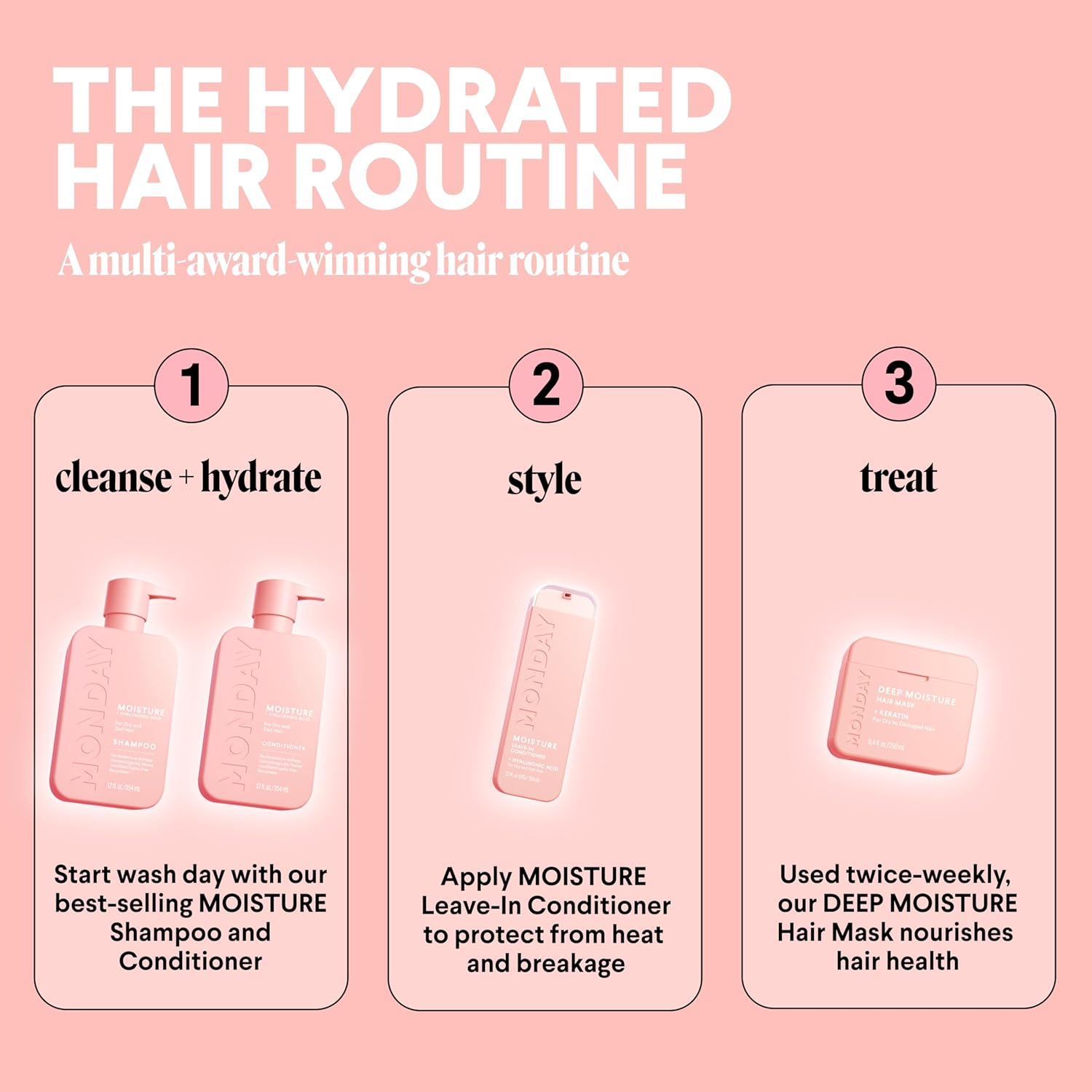 MONDAY HAIRCARE Moisture Shampoo + Conditioner Set for Dry, Coarse, St