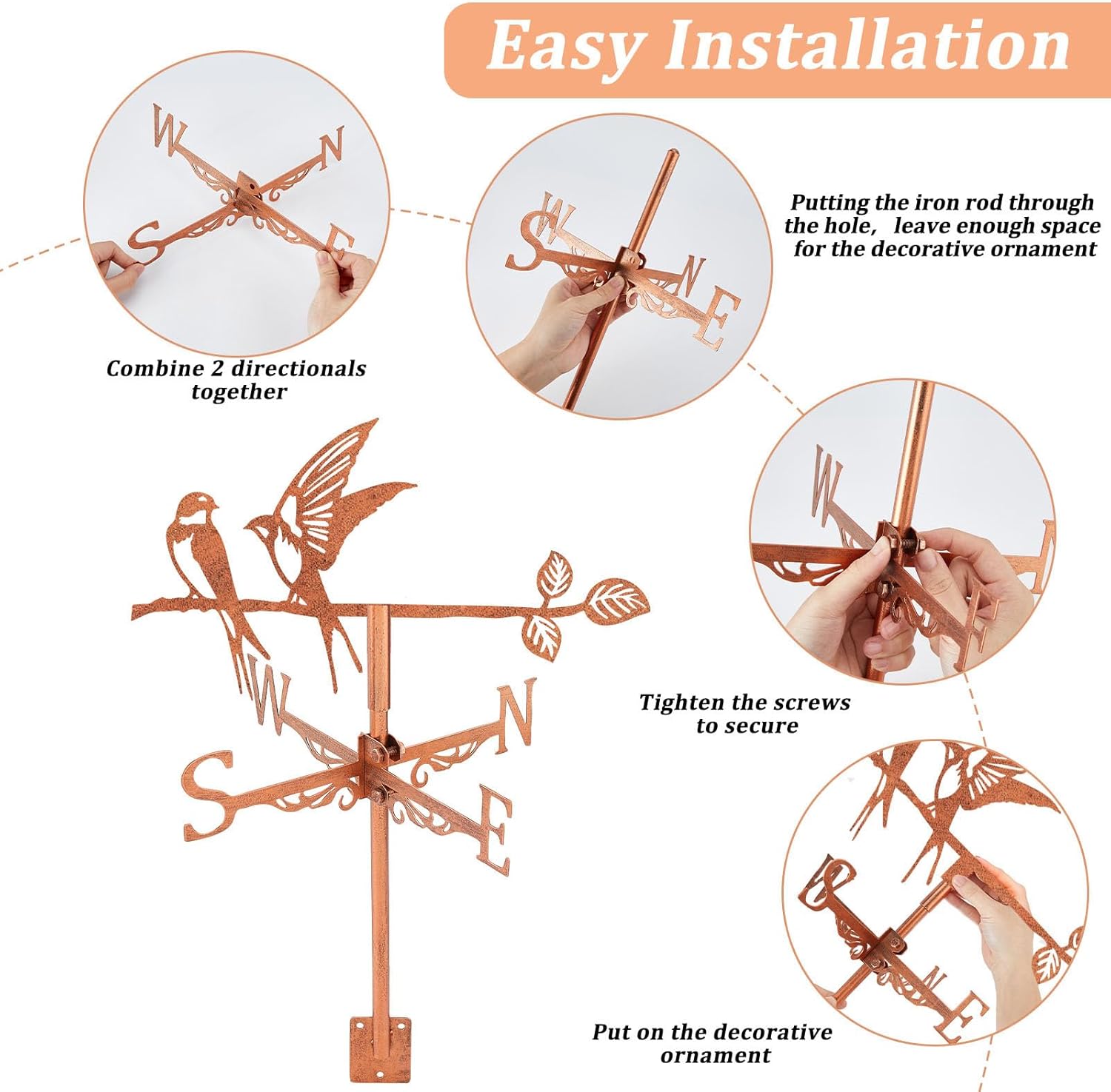 SUPERDANT Swallow Weather Vane Bird Tree Branch Wind Vanes for Yard An