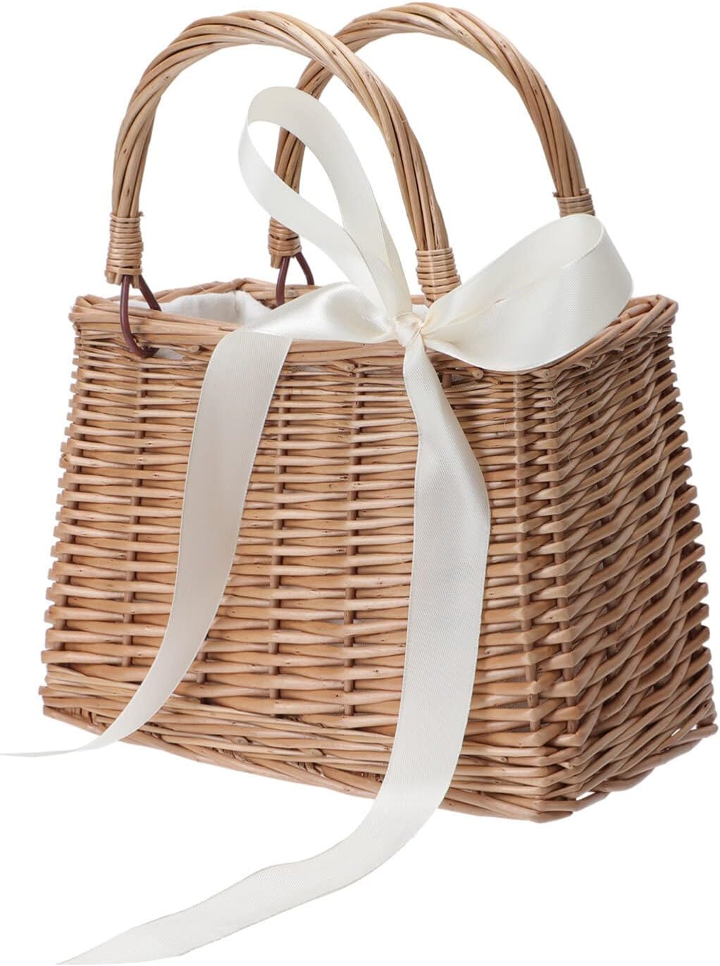 ABOOFAN Rattan Handbag Small Wicker Basket Purse with Handle Rectangul