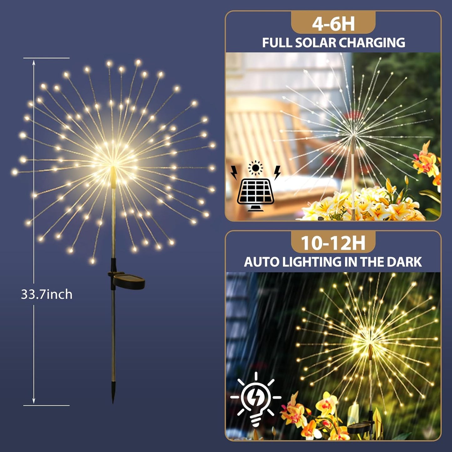 Outdoor Solar Garden Lights, 120 LEDs 8 Lighting Modes 6 Packs Waterpr