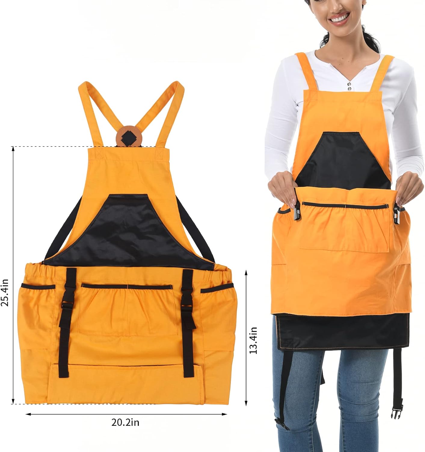 Gardening Apron, 8Oz Waterproof Canvas Garden Apron with Quick Release