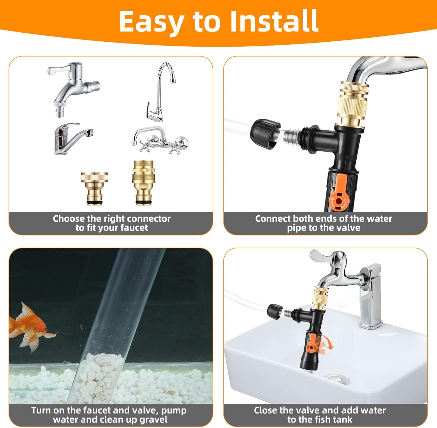 Gravel Vacuum for Aquarium Water Changer Fish Tank Cleaning Tools,Siph