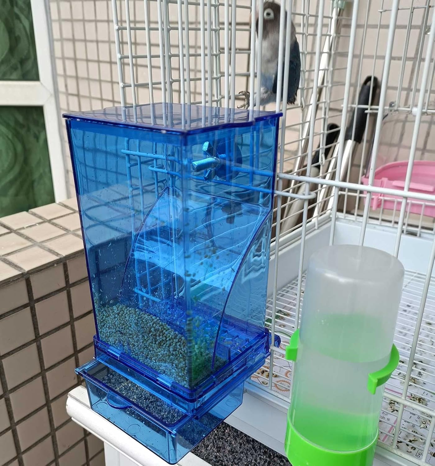 kathson No-Mess Bird Cage Feeder Automatic Parrot Feeders Seeds Contai