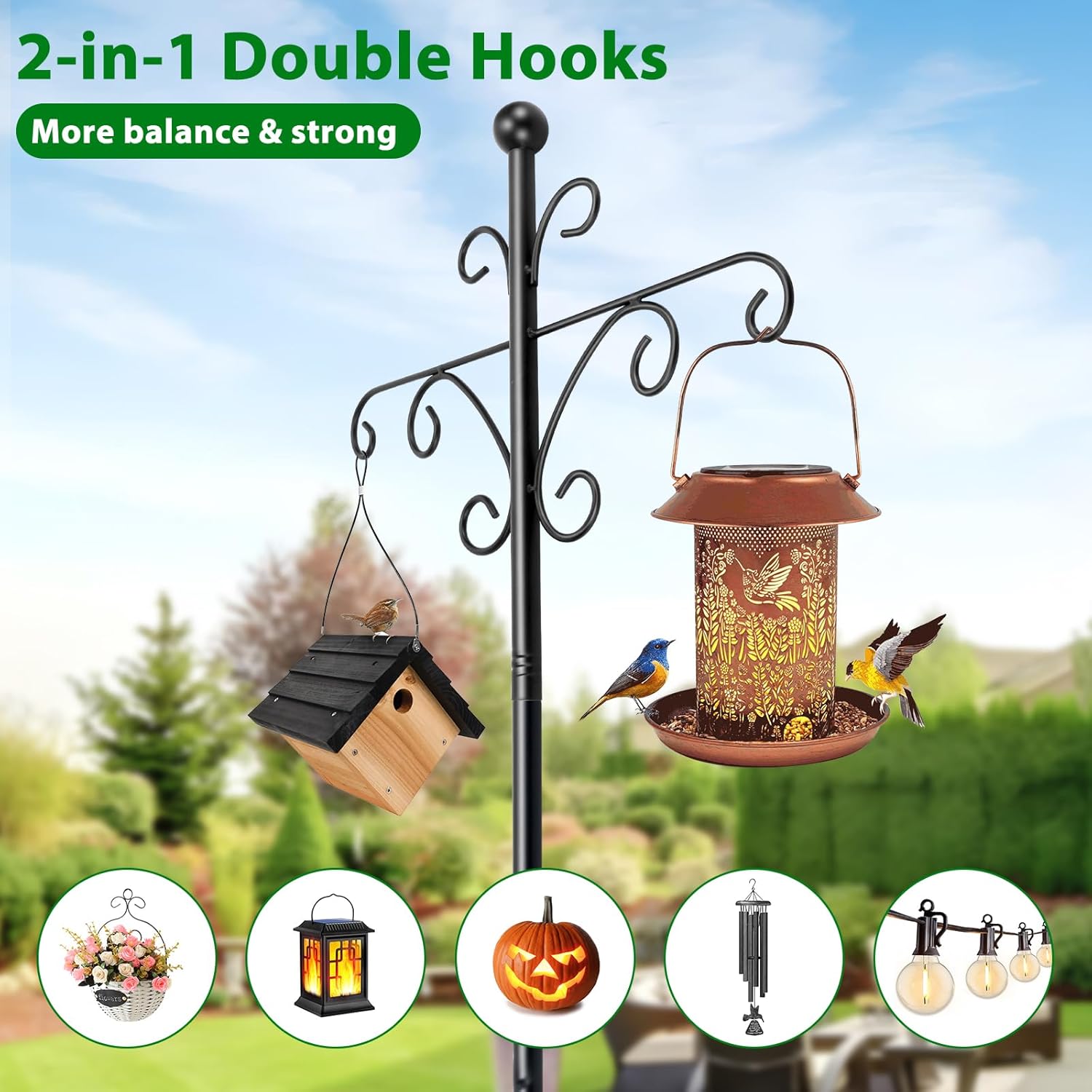 Bird Feeder Pole for Outdoors Heavy Duty Squirrel Proof, 2 Pack 108 In