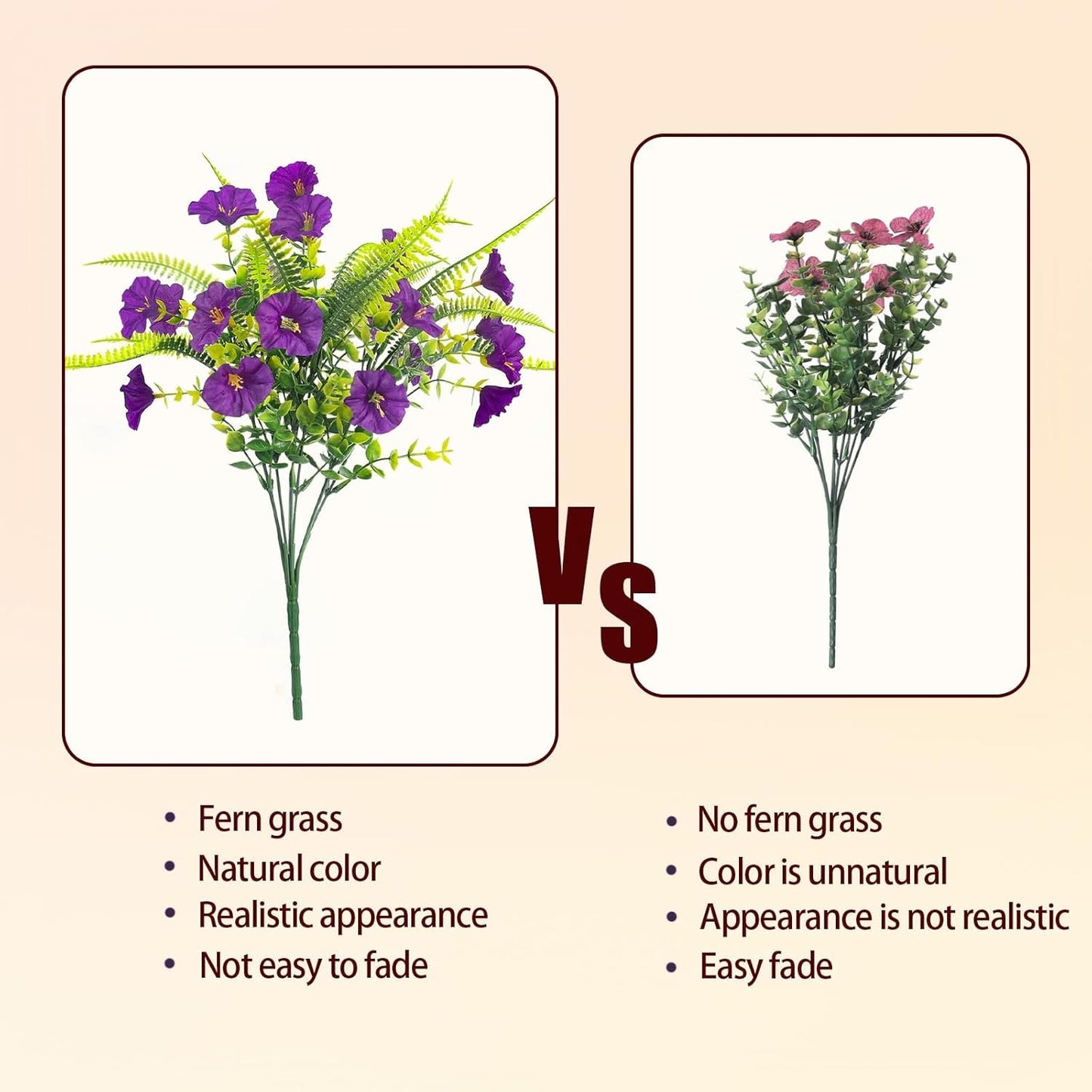 Artificial Flowers for Outdoors 12 Bundles Artificial Petunias Fake Flowers UV Resistant Shrubs Plants with Fern for Indoor Outside Hanging Planters Home Garden Spring Summer Decorations