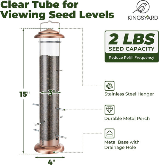 Kingsyard Metal Finch Feeder for Thistle/Nyjer Seed, Tube Bird Feeders