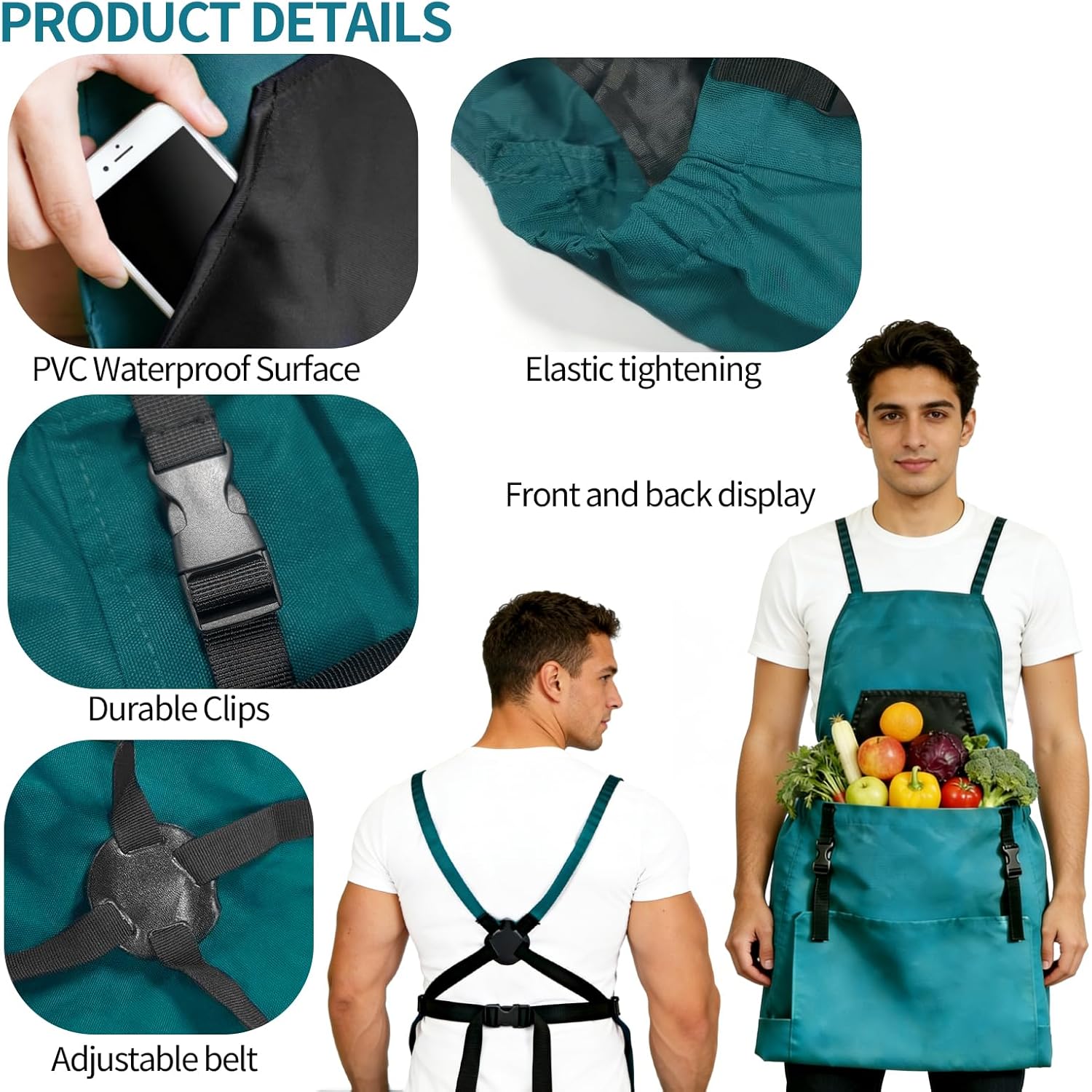 Gardening Apron with Pockets - 600D Waterproof Cross Back Apron for Wo