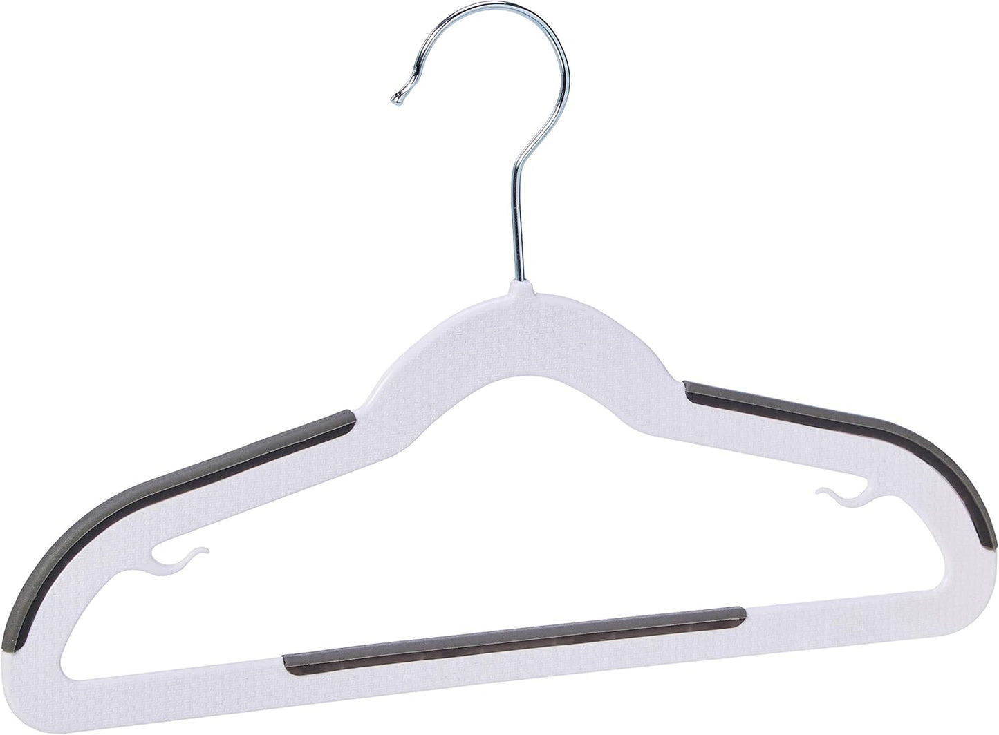 Amazon Basics Plastic Kids Clothes Hangers, Non-Slip, White and Black, 12.8" x 8" x 0.2", 30-Pack