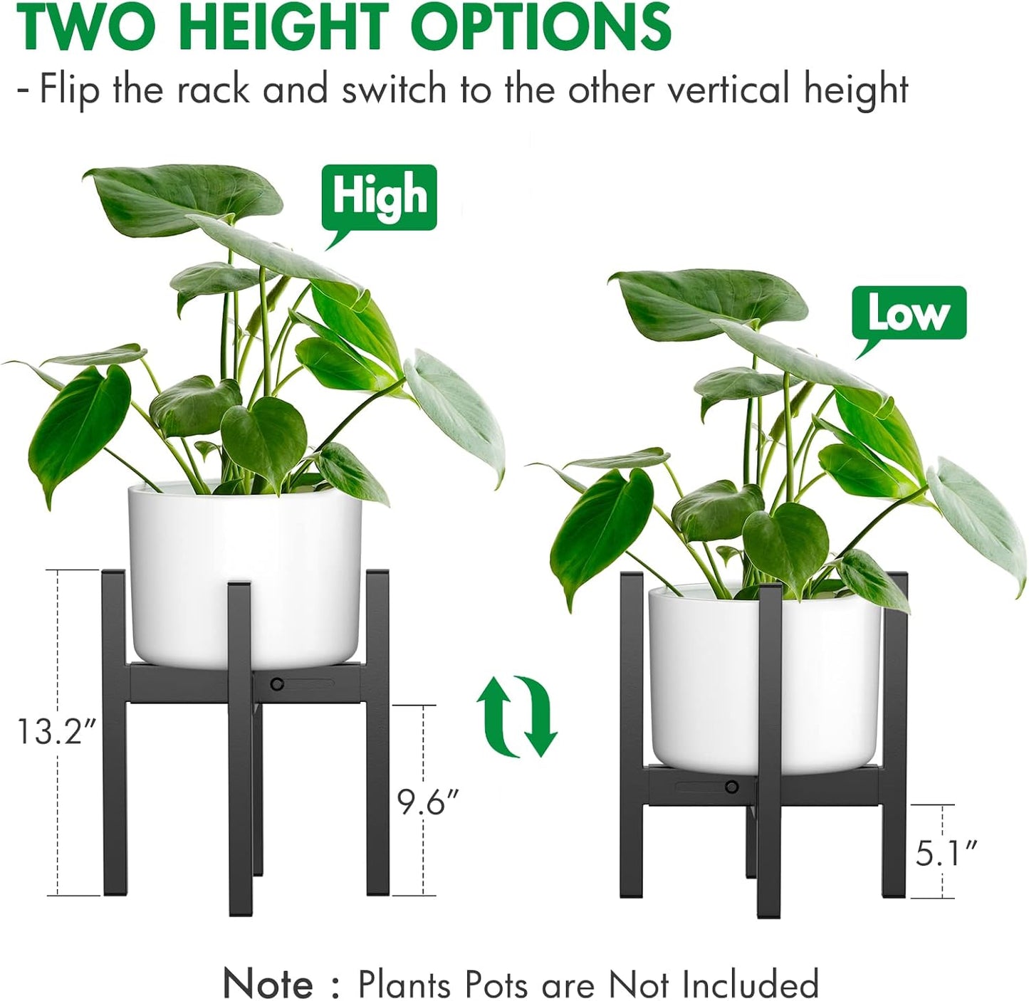 Adjustable Metal Plant Stand - Plants Holder Fits for 8-14 Inches Planter Flower Pots Indoor Outdoor ( Pot & Plant Not Included) -2 pack