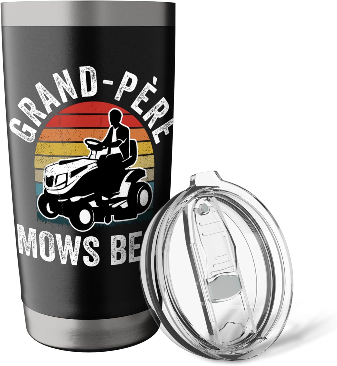 Grand-pere Mows Best Funny Gardener Lawn Care Father's Day Stainless Steel Insulated Tumbler