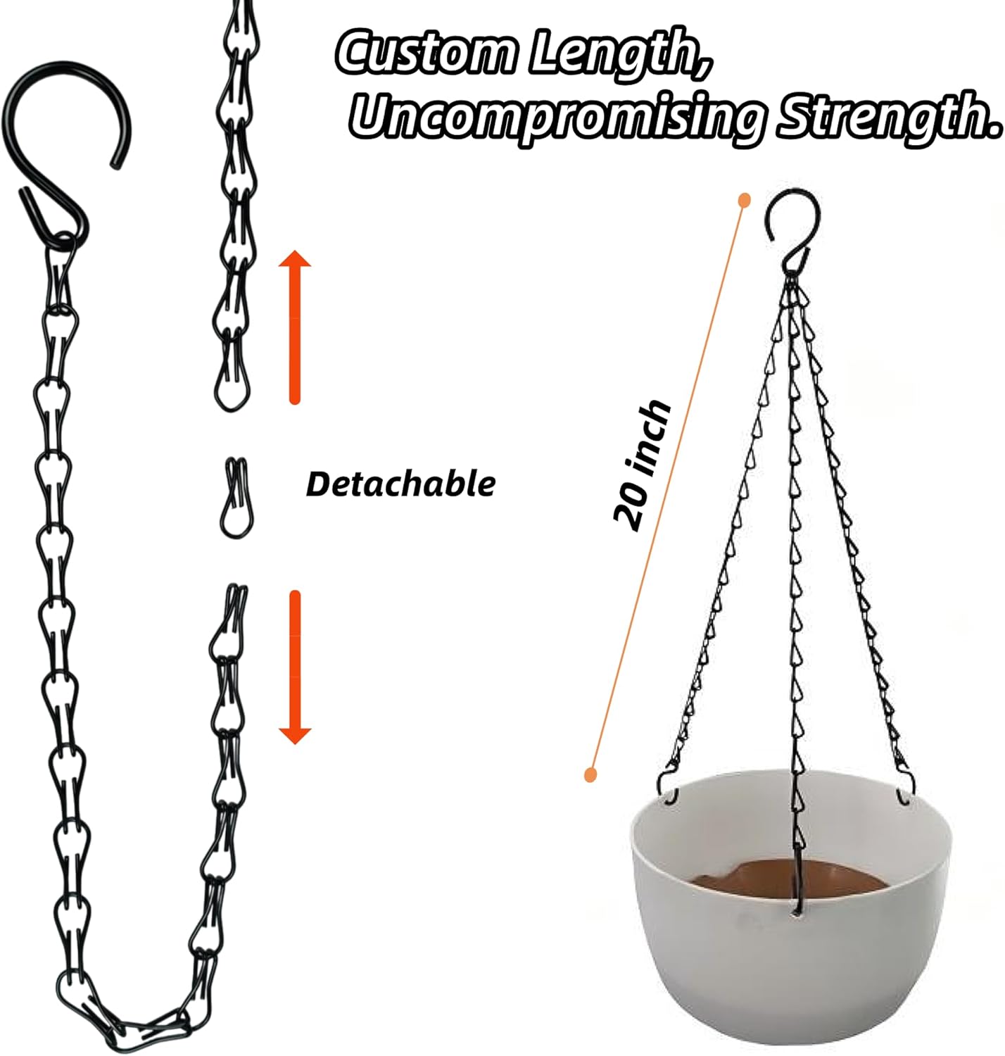 20 Inch Hanging Baskets Chain, Hanging Chains with Hooks Flower Pot Chain Replacement Plant Hangers for Planters, Bird Feeders and Lanterns (Classic, 4)