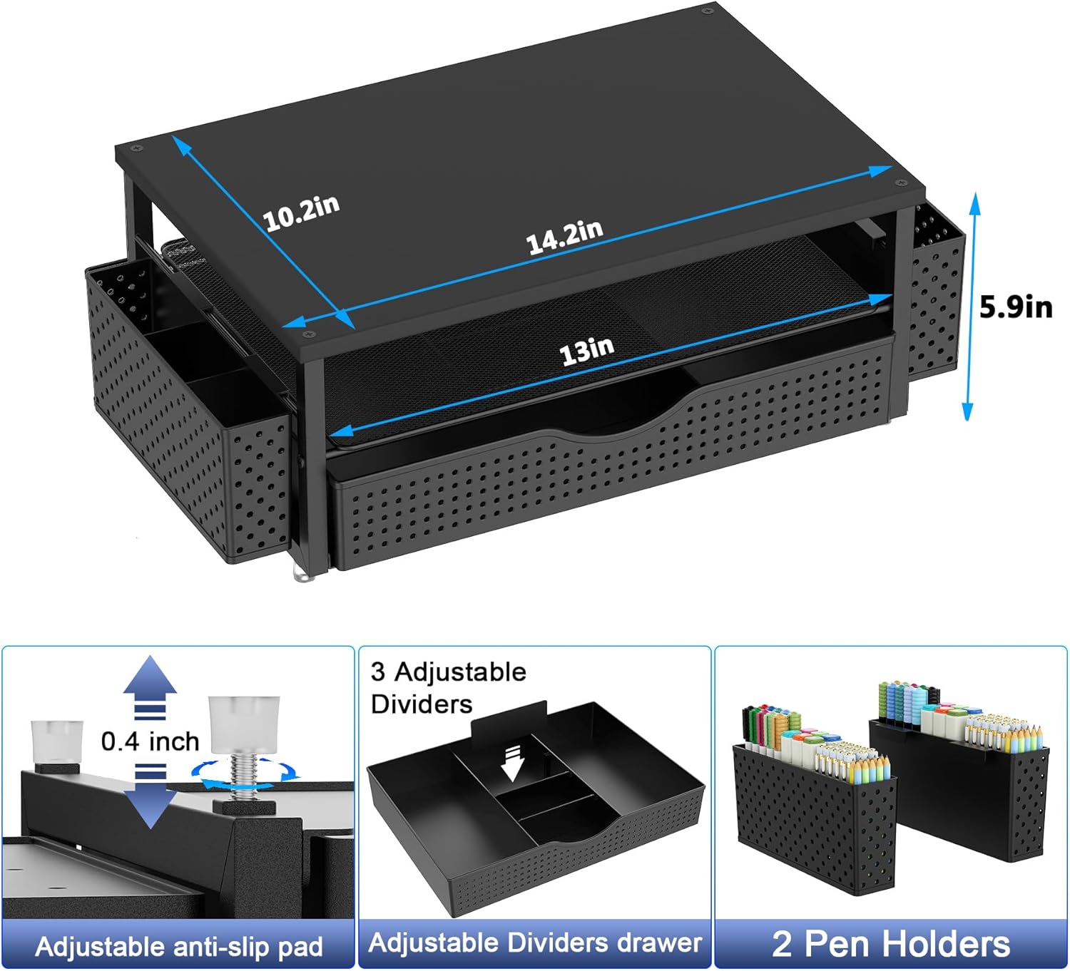 Spacrea Desk Organizer and Accessories, Computer Monitor Stand Riser w