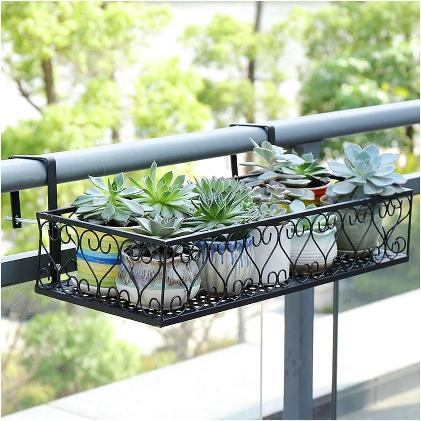 Thick Railing Planter & Fence Planters - Durable Hanging Flower Shelf for Balcony, Window Sill & Succulent/Pothos Plant Stand (30x60x18cm)