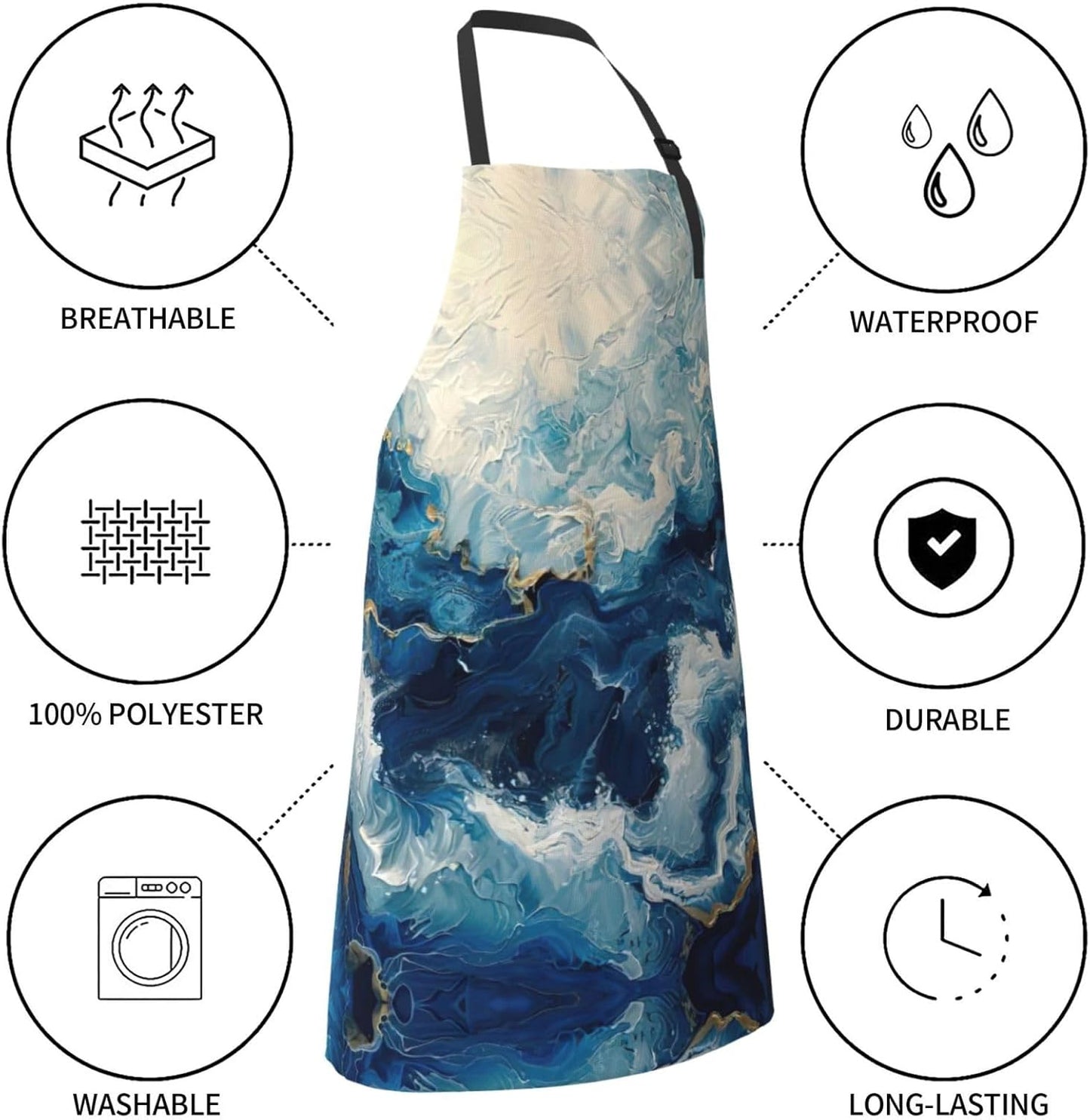 WITHIN THE TIDES print Waterproof chef's apron with pocket apron for kitchen cooking baking barbecue and gardening