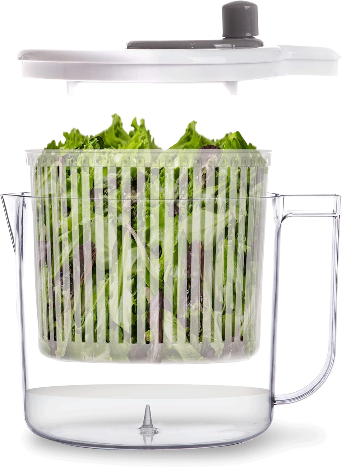 BINO | Salad Spinner - 2.6 Qt | Small Manual Lettuce Spinner with Buil