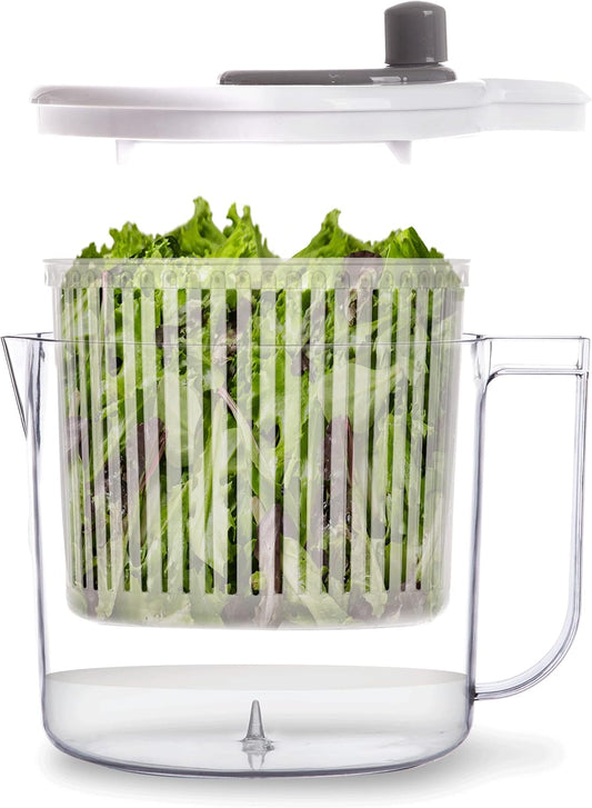 BINO | Salad Spinner - 2.6 Qt | Small Manual Lettuce Spinner with Buil