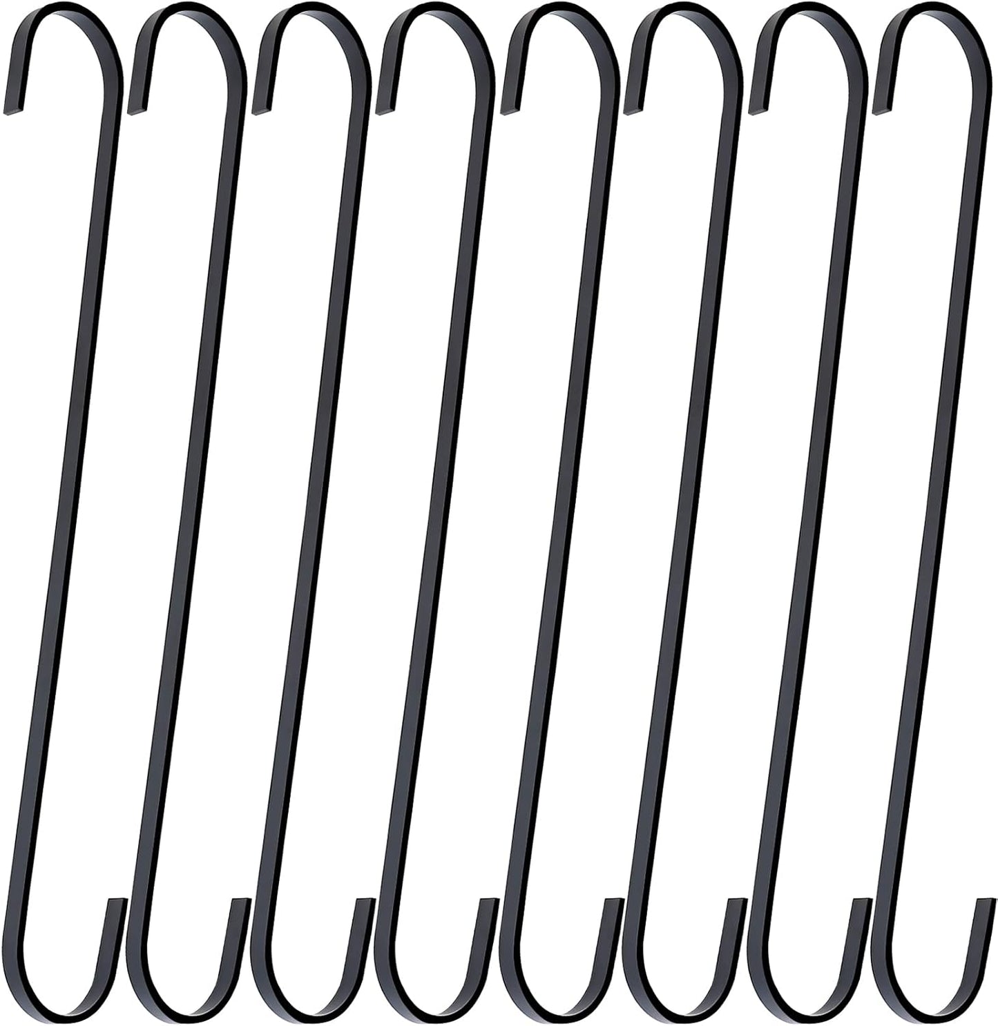 8 Pack 12 Inch Large S Hooks Black Heavy Duty Hooks for Hanging Plants Long Metal Hook Hanger S Shaped Hook for Hanging Closet，Pots and Pans，Basket,Bird Feeders, Garden Indoor Outdoor