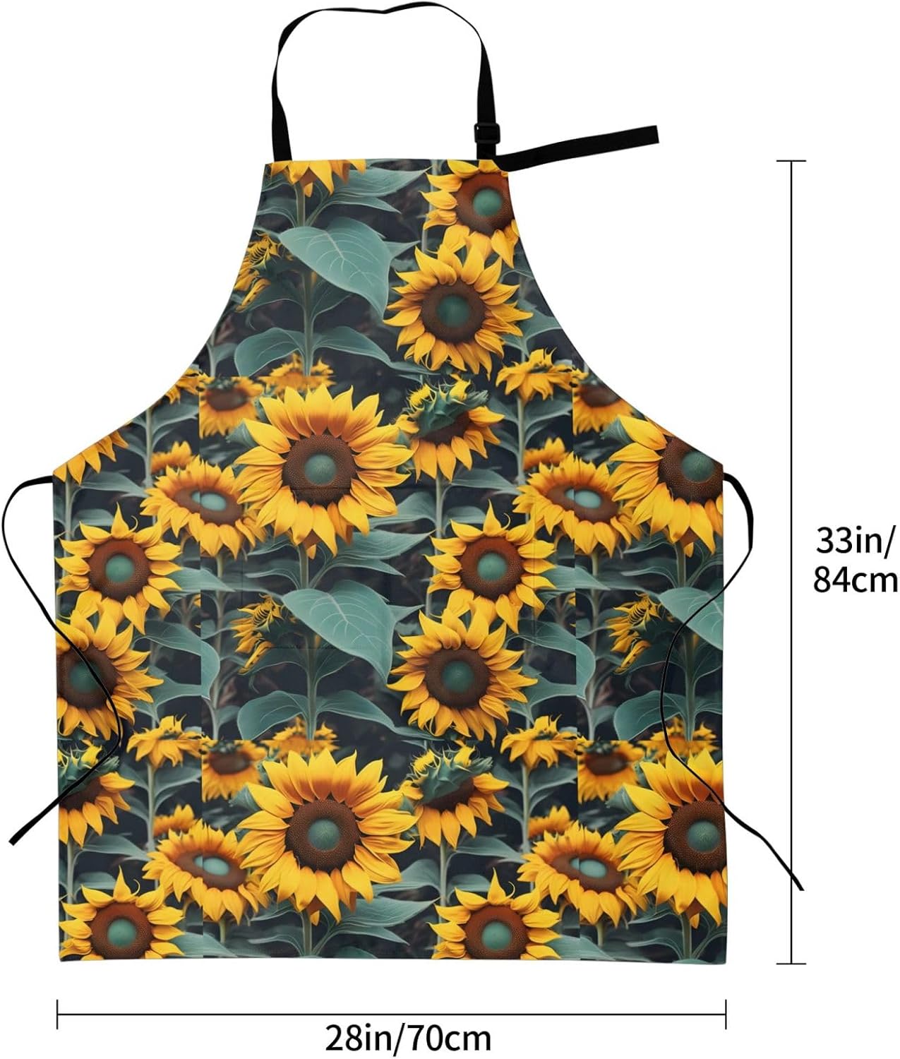 YANYU Wild Flower Sunflowers Print 28x33 In Kitchen Apron Stylish Chef Apron with Pockets for Cooking Baking Painting