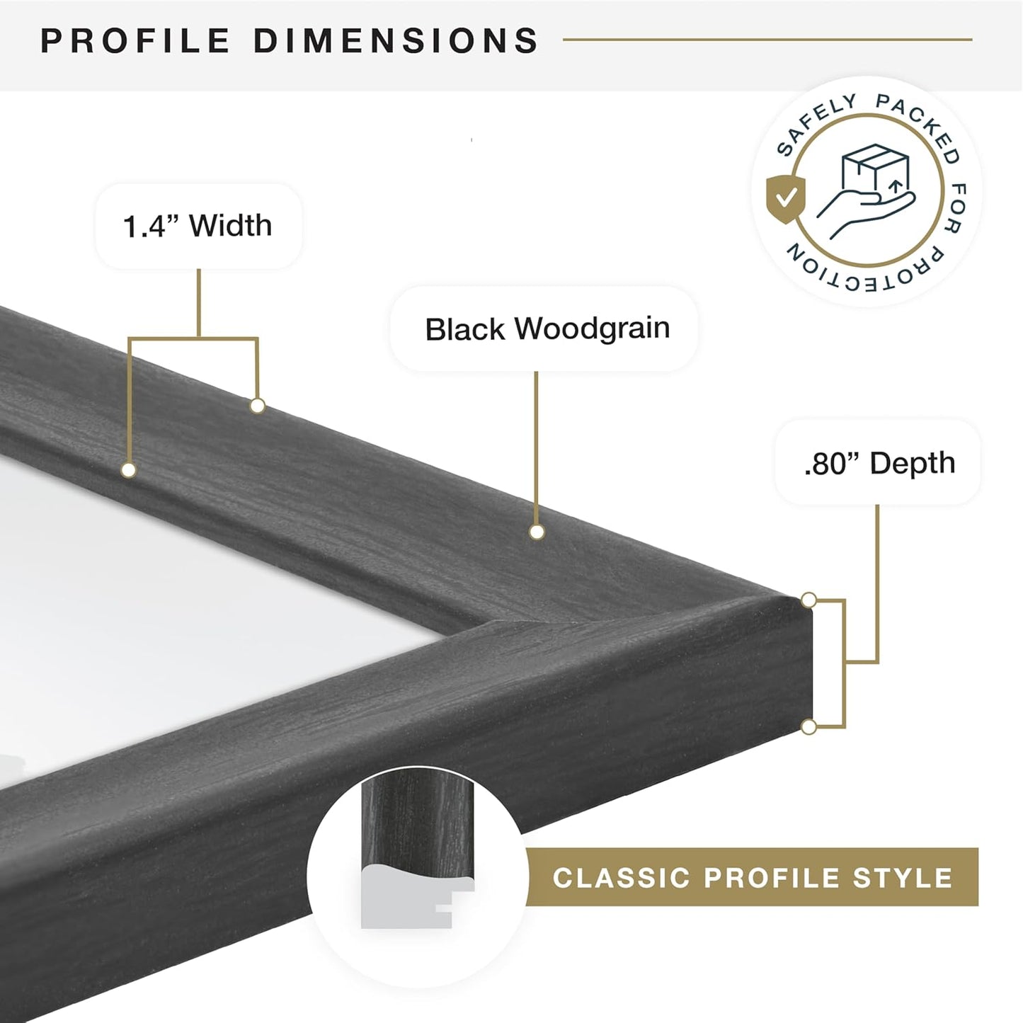 MCS Studio Gallery Classic 16x20 Poster Frame Black Woodgrain Engineered Wood, Vertical & Horizontal Wall Hanging Large Picture Frame for Photos, Posters & Art Prints (1-Pack)