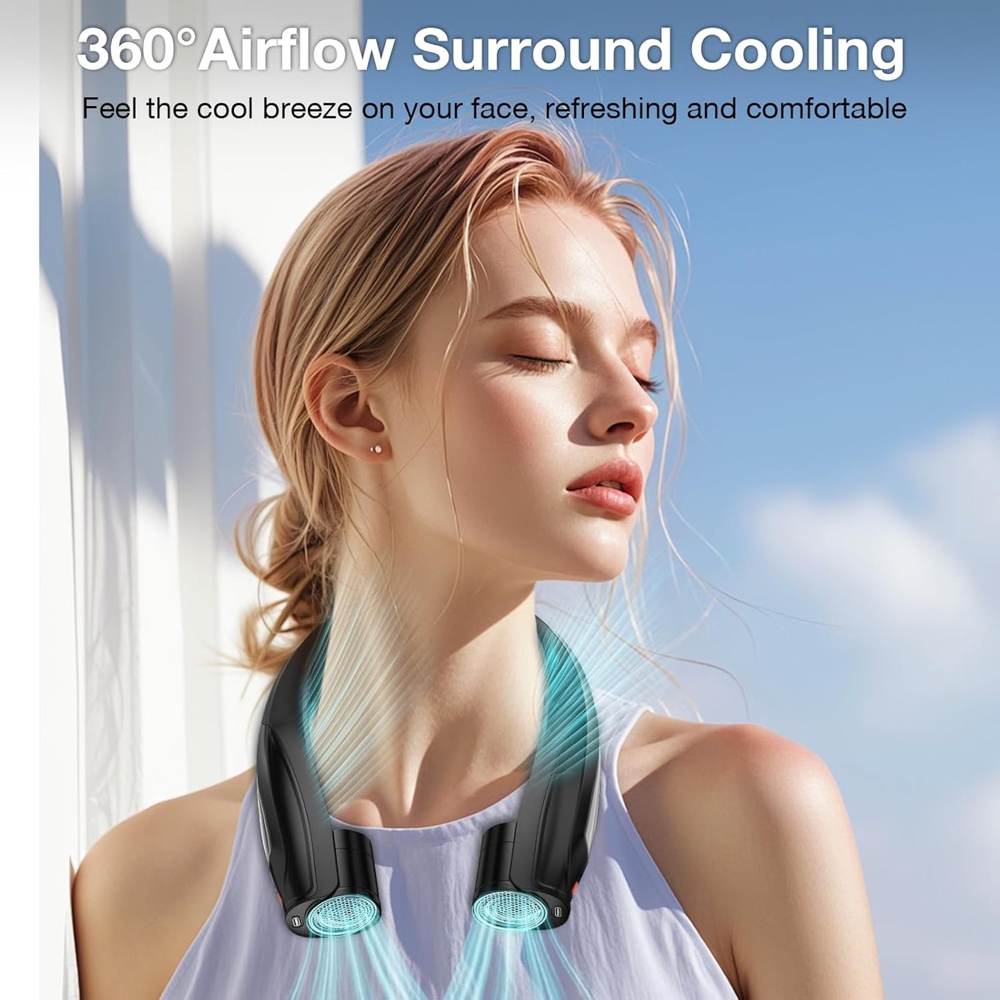 AI Neck Fan, 6 Speeds Adjustable Portable Personal Fan Rechargeable, Faster Cooling Wearable Fan, Ultra Quiet for Home, Office, Travel, Outdoor