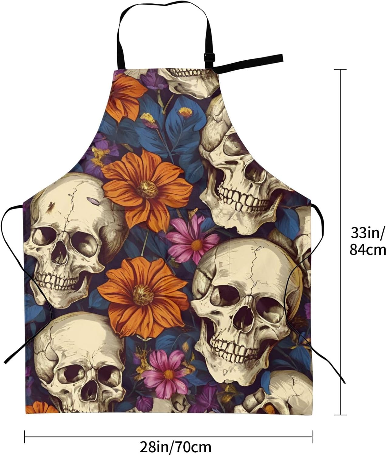 YANYU skull Print 28x33 In Kitchen Apron Stylish Chef Apron with Pocke