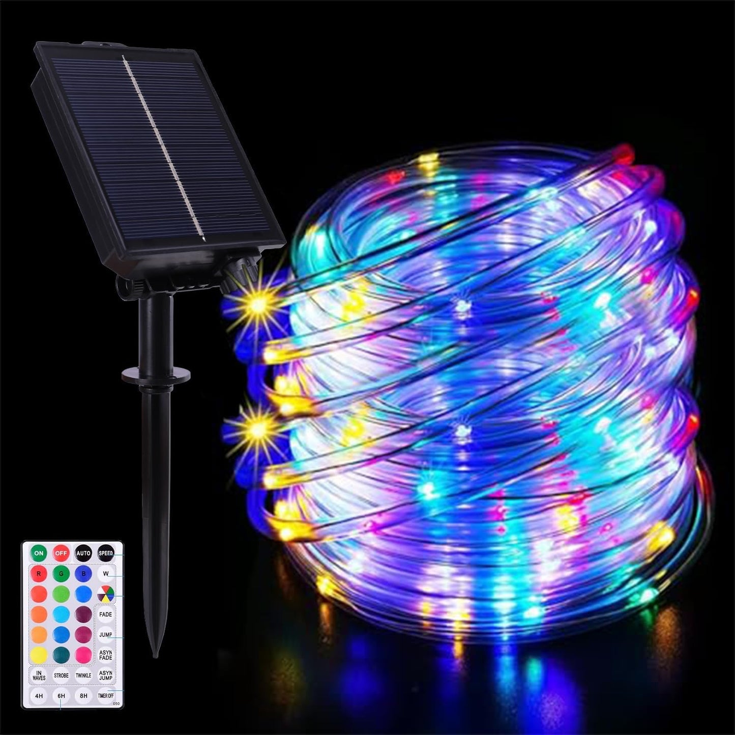 Afirst 66FT Solar Rope Lights Outdoor Waterproof, Remote & Timer & Multi Lighting Modes Fairy Lights 200 LEDs Tube Lights for Christmas Garden Patio