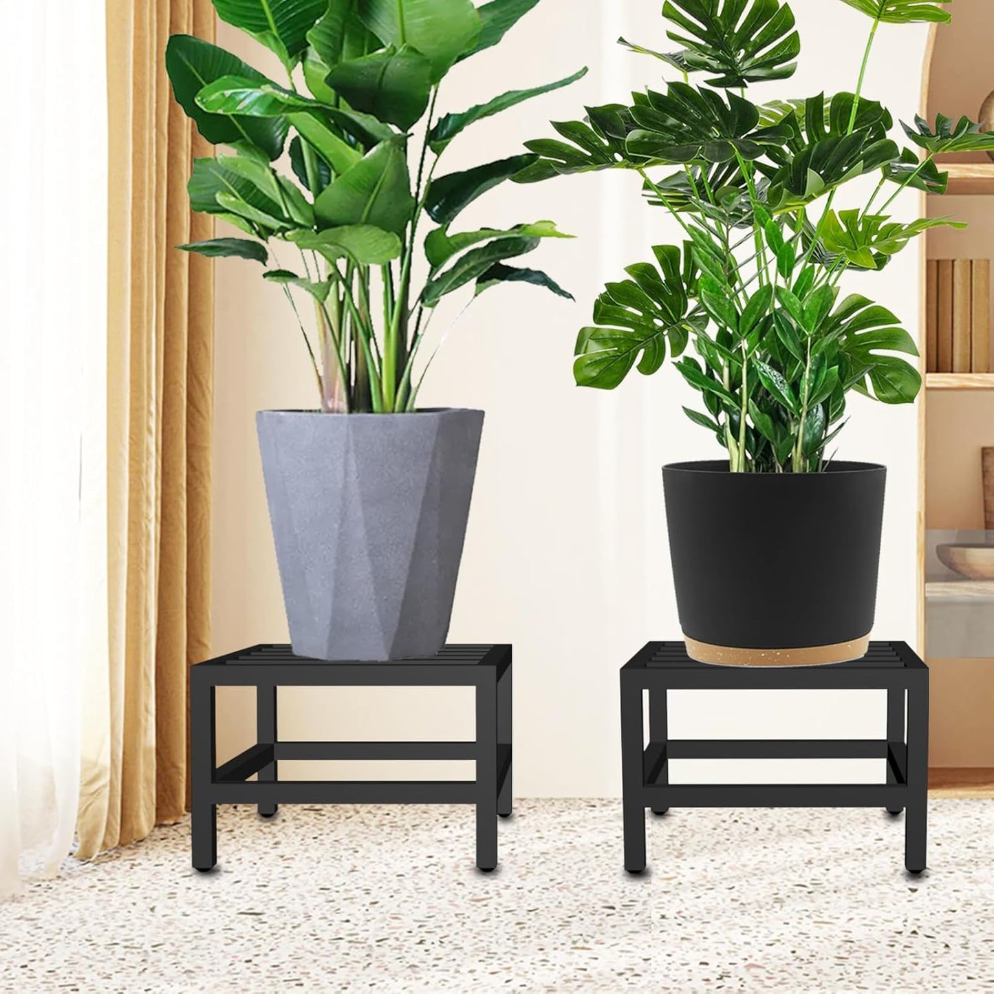 Plant Stand Indoor Outdoor, 2 Pcs Heavy Duty Plant Stands Metal Pedest