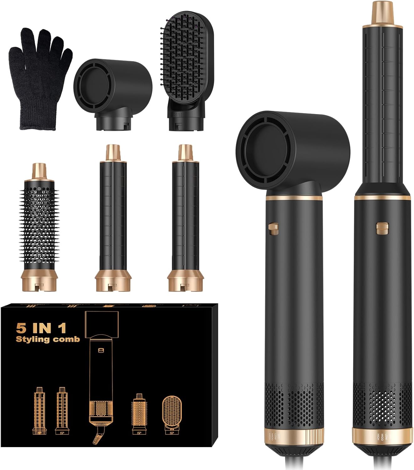 5 in 1 Hair Dryer Brush Set, Negative Ion Blow Dryer Brush Upgrade Hot