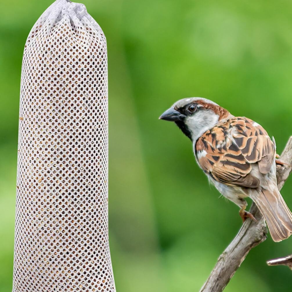Milisten Wild Bird Feeder Sock 8pcs Bird Sock Feeder Net Thistle s Food Finch for Wildlife(White)