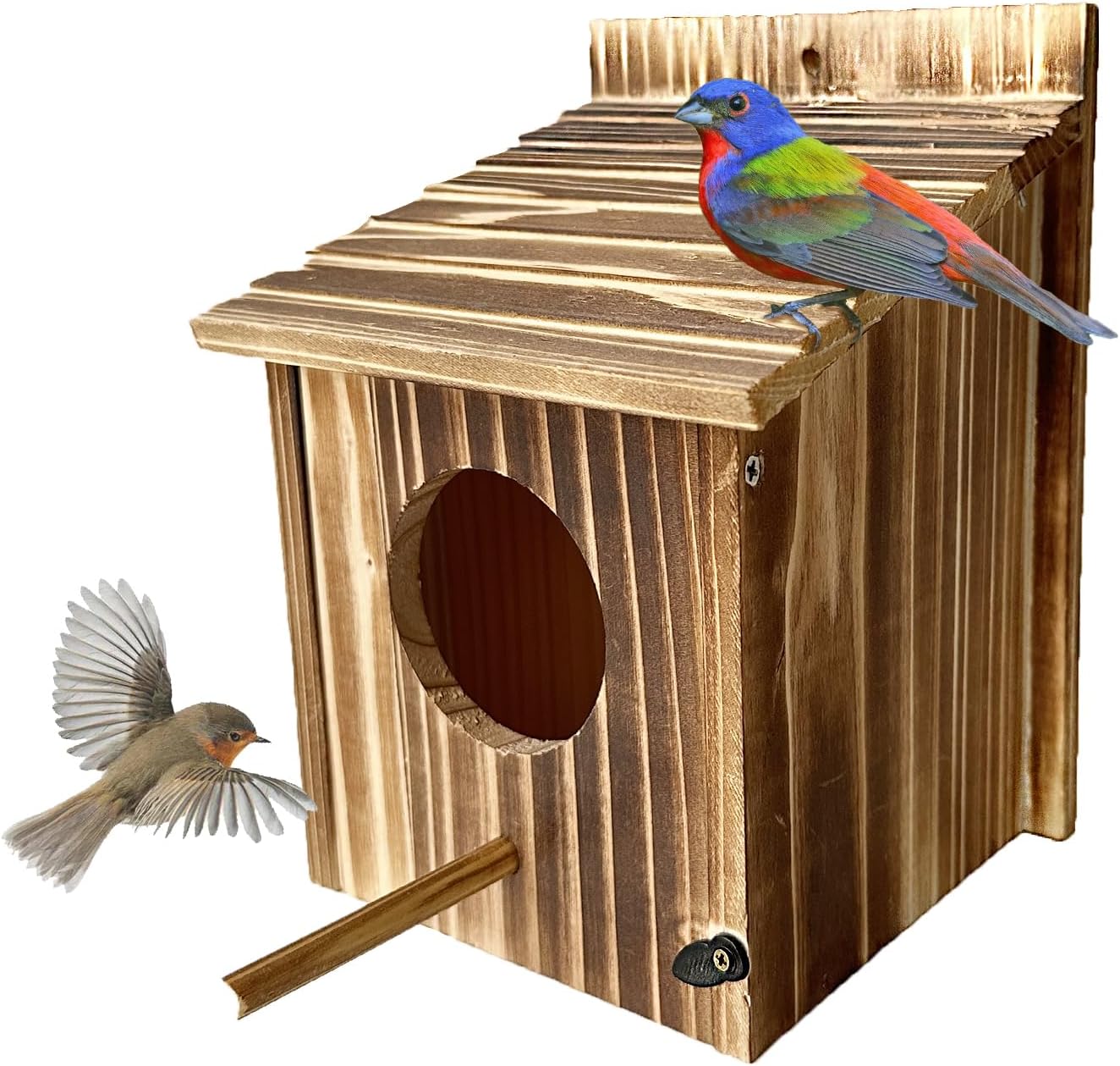 Bird House for Garden Wooden Bird Houses with House Pole birdhouses for Outside Bluebird Cardinals Hanging Birdhouse for Outdoors Hanging or Wall Mount