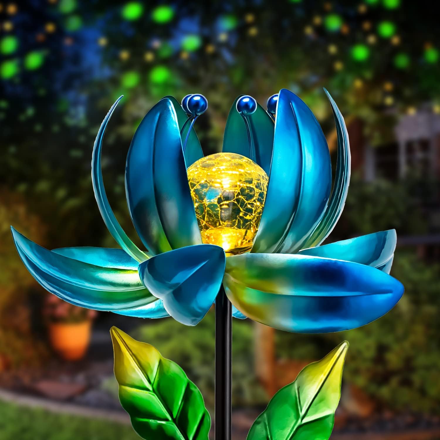 Solar Garden Lights Metal Flower Decor, Colorful Spinning Windmill Lot