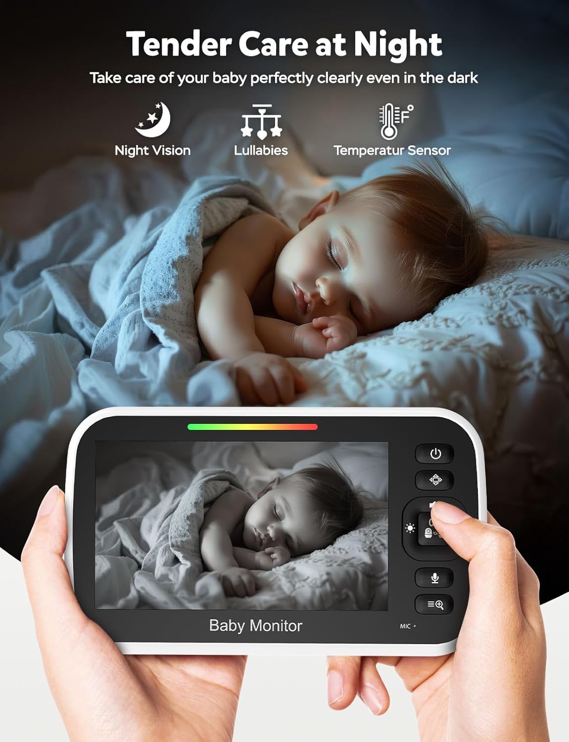 GoodBaby Baby Monitor with Camera and Audio - No WiFi, Remote Pan-Tilt