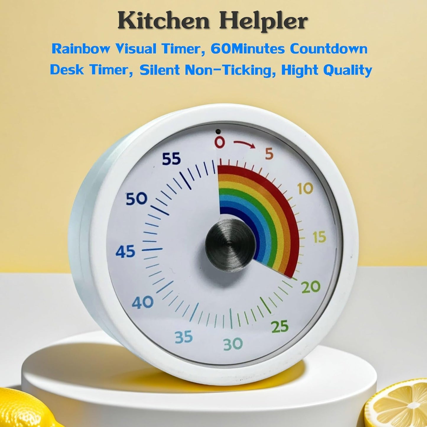 Visual Timer, Kitchen Timer Rainbow Disk 60 Minute Countdown Timer for