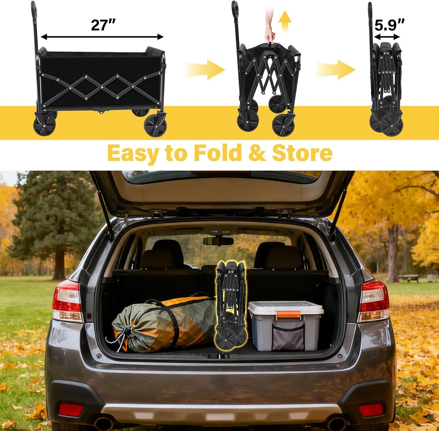 Foldable Collapsible Wagons Carts with Wheels — Folding Utility Wagon 