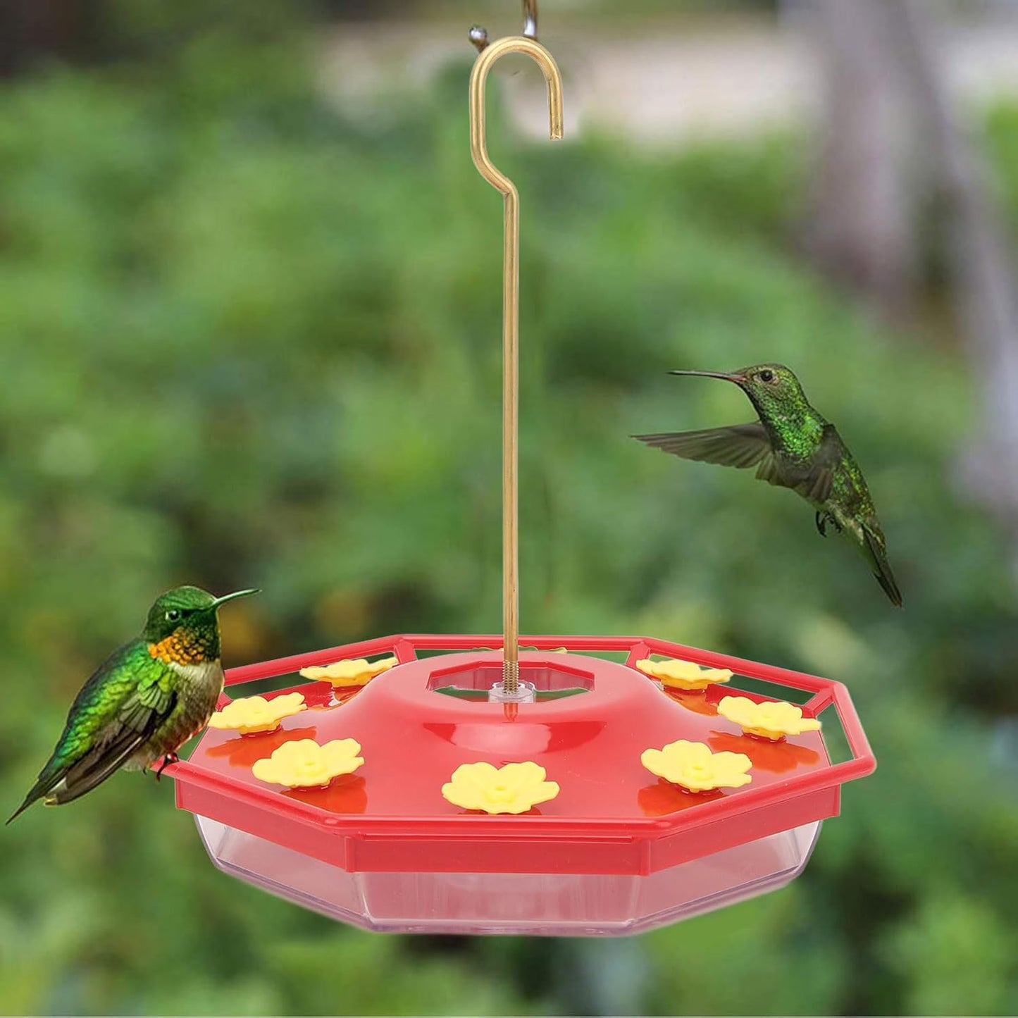Pilipane Hummingbird Feeder Large Capacity Anti Bee Design Creative Leak Proof Plastic Bird Feeder for Outdoors Hanging Red and Yellow 12.1oz