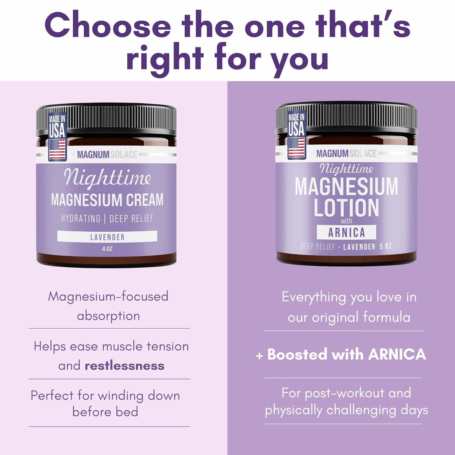 Magnum Solace Nighttime Magnesium Lotion with Arnica – Highly Concentr