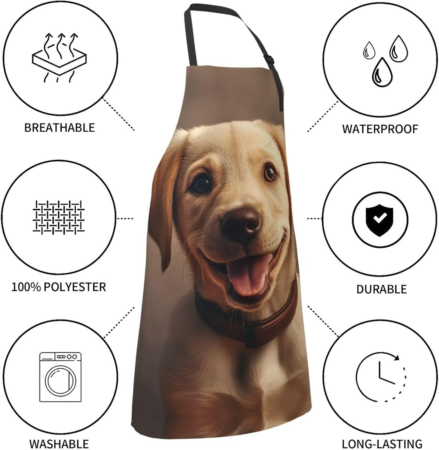 cute Labrador Dog print Waterproof chef's apron with pocket apron for kitchen cooking baking barbecue and gardening