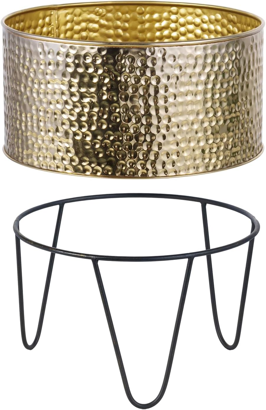 MyGift Modern Brass Tone Metal Planter Pots with Pebbled Texture, Hamm
