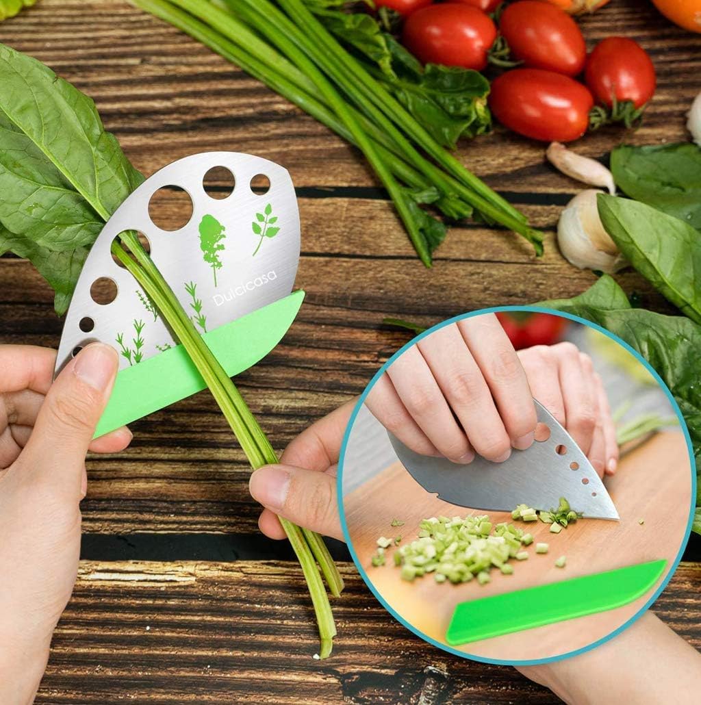 Herb Stripper 9 Holes, Pack of 2, Stainless Steel Herb Cutter with Saf