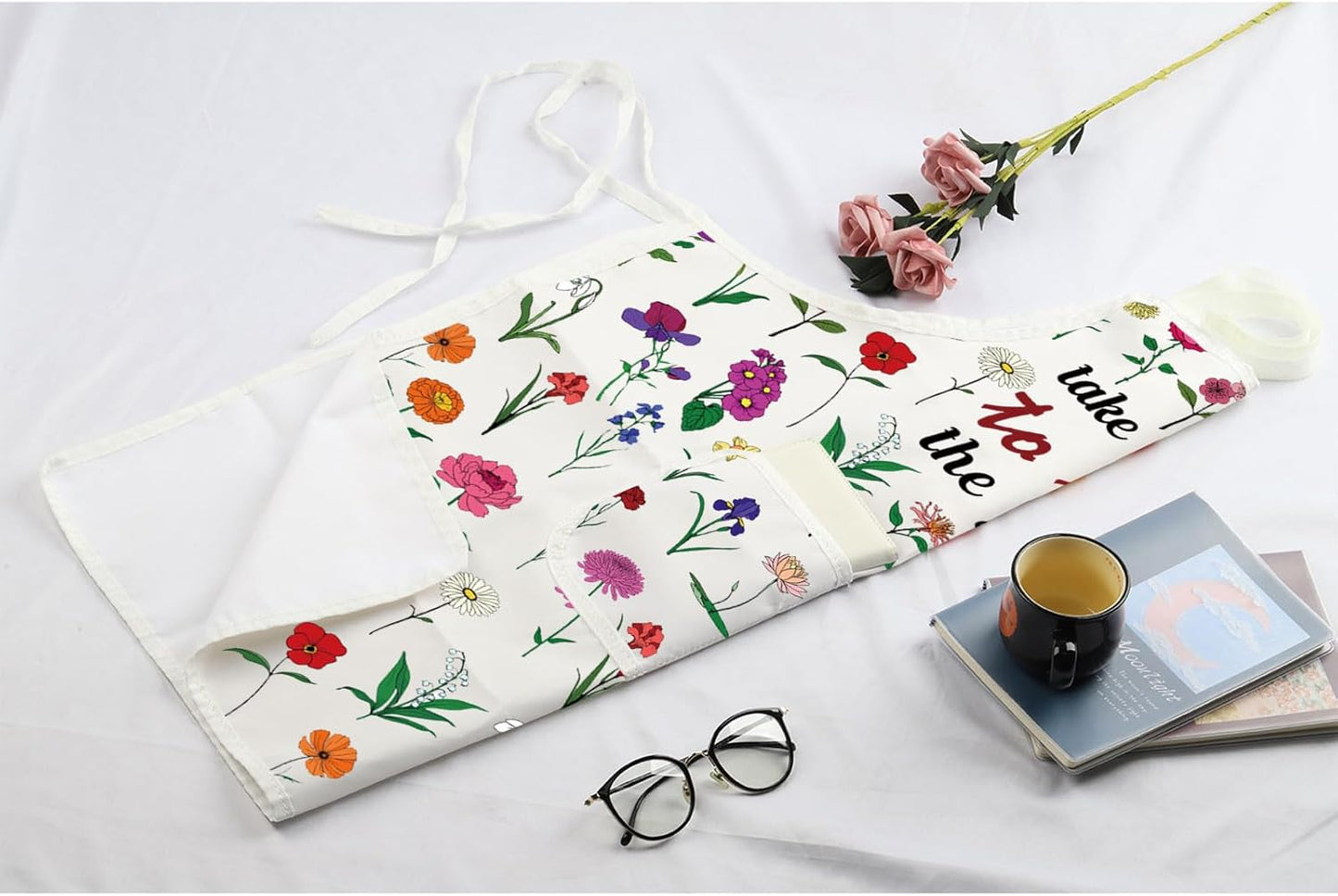 MBMSO Floral Apron with Pockets Flower Gardening Apron Plant Lady Gift For Floral Mom Kitchen Apron Florist Apron Garden Gift