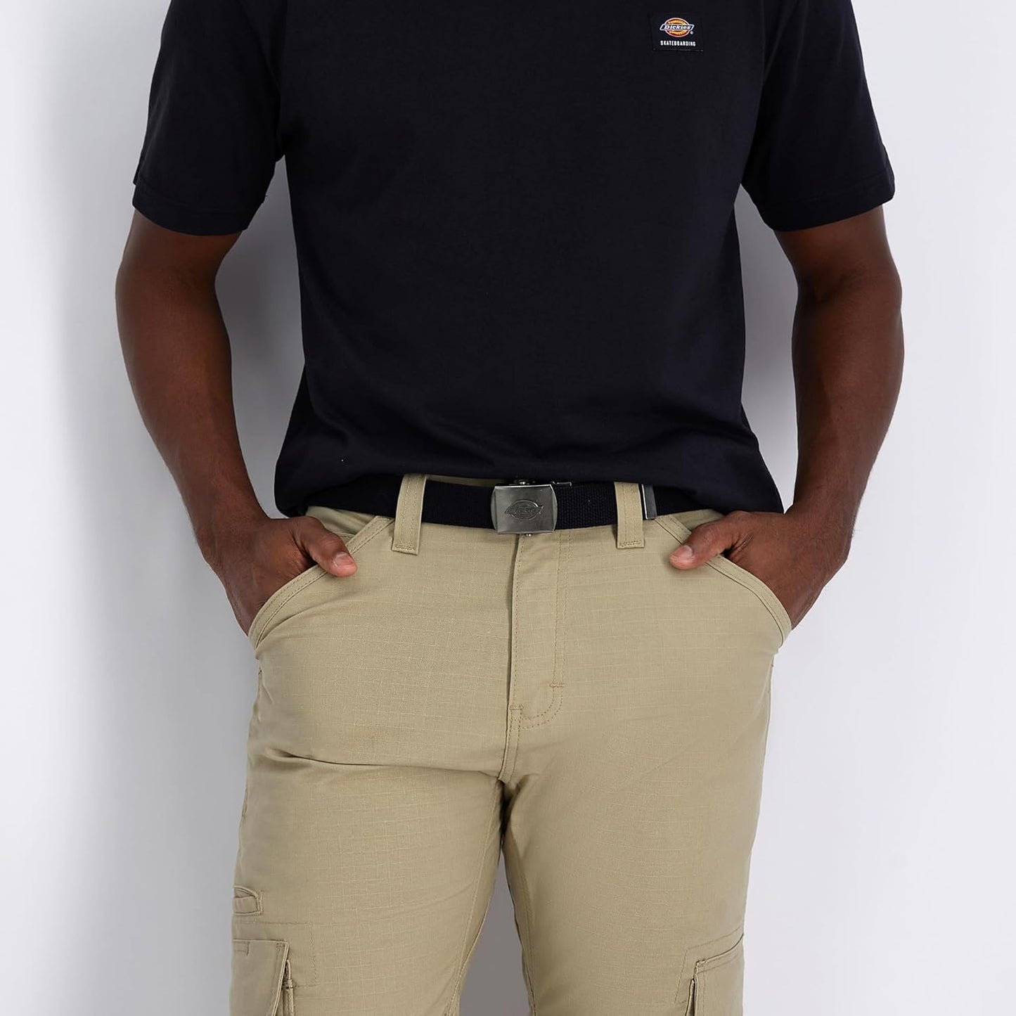 Dickies mens Fabric Web Plaque Logo Buckle Belt - One Size Cut-to-fit-