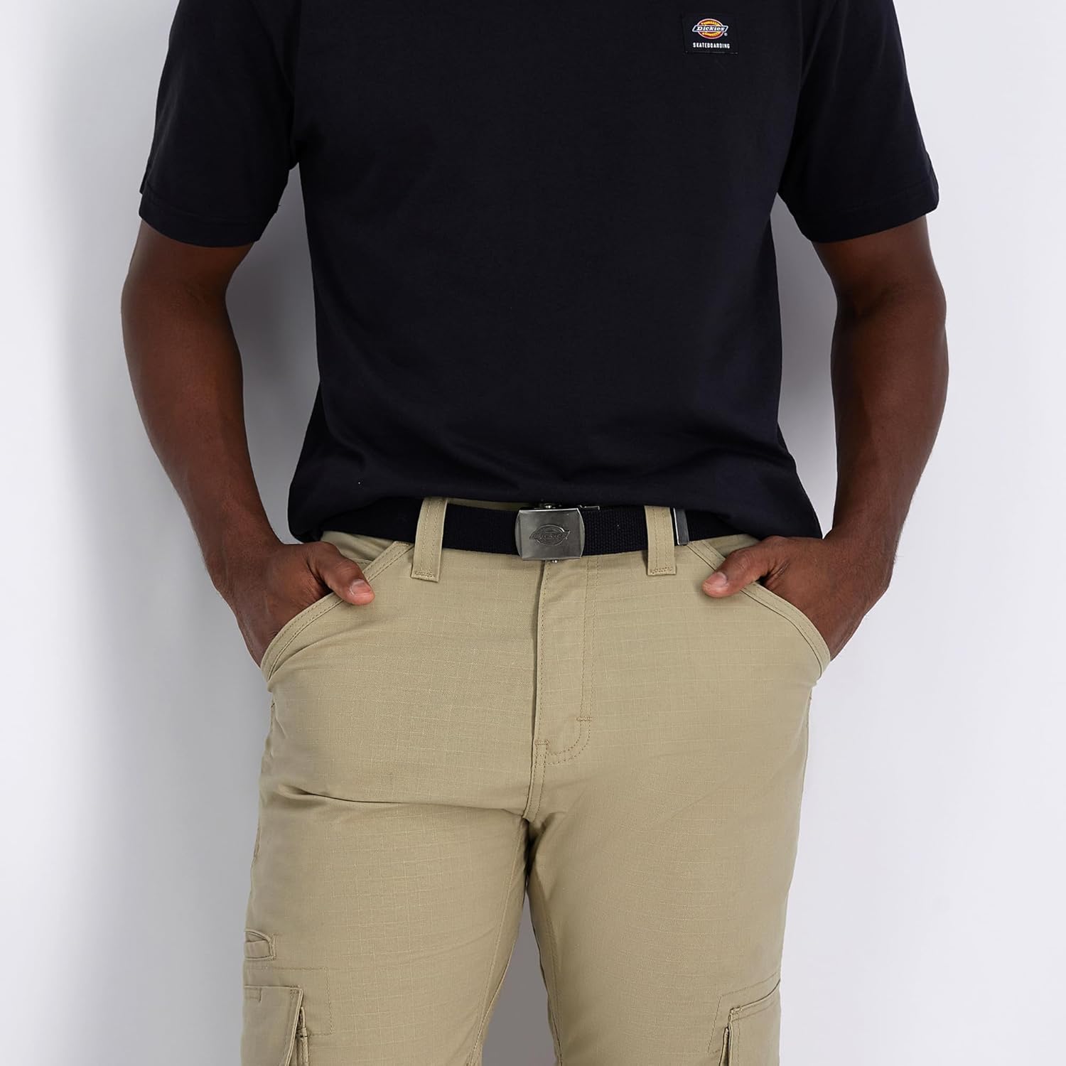 Dickies mens Fabric Web Plaque Logo Buckle Belt - One Size Cut-to-fit-