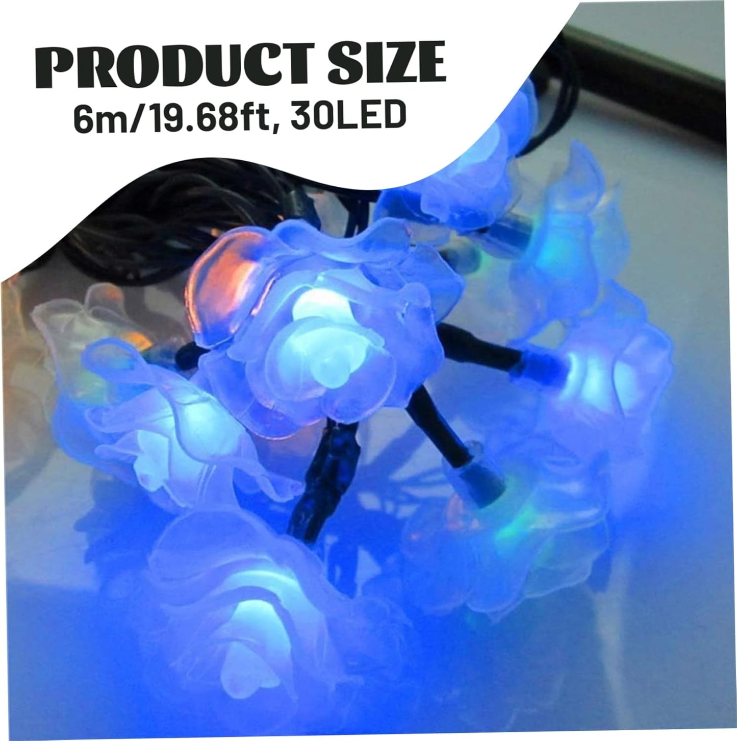 Flower String Lights, 20FT Cute Rose Flower Fairy Lights, 30 LED Solar String Lights, Waterproof Decorative Solar Lights for Garden Fence Patio Yard Lawn Flower Fairy Lights